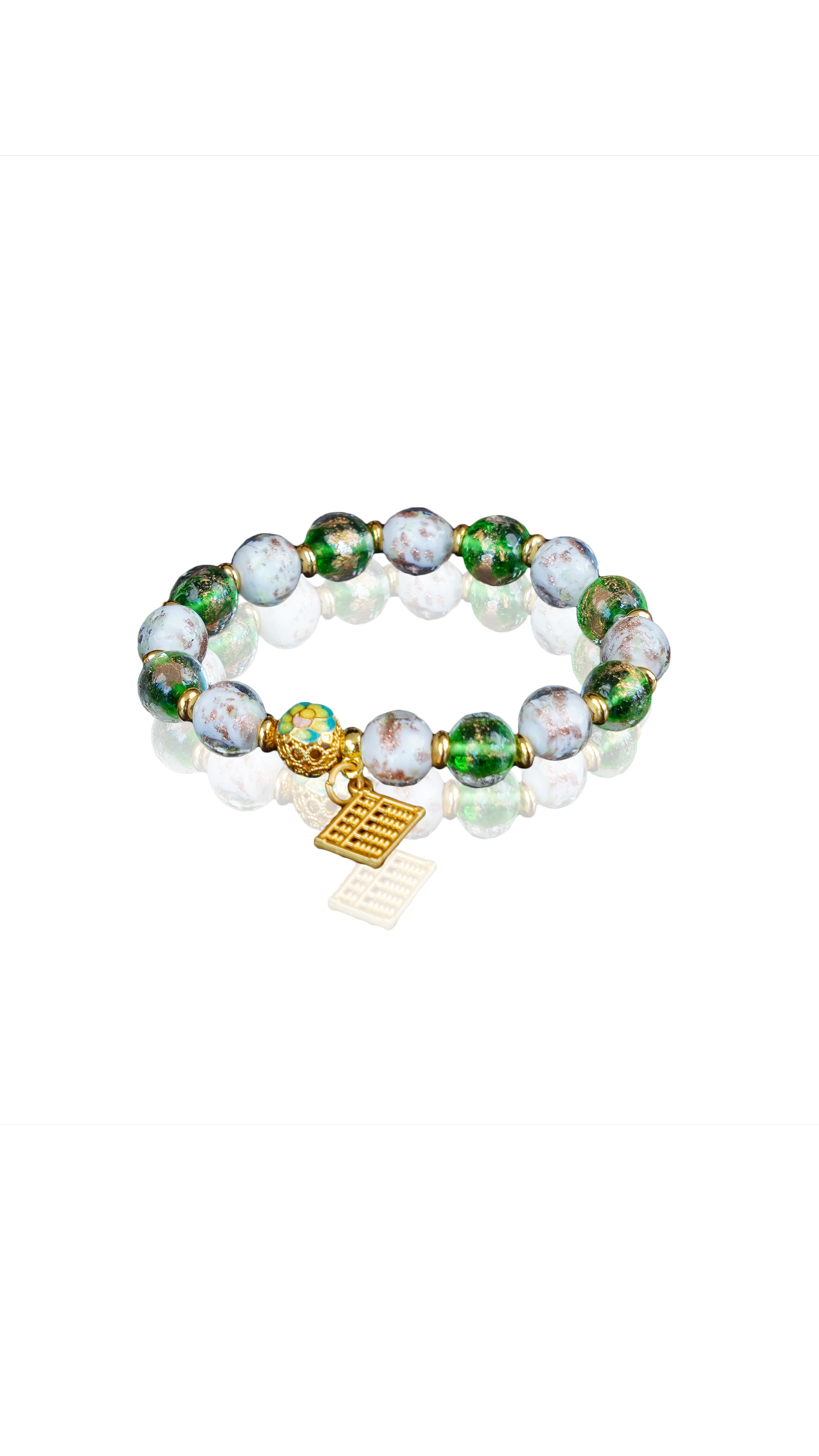 Blessings & Wisdom Collection: Green Gold Fortune Glass Bracelet