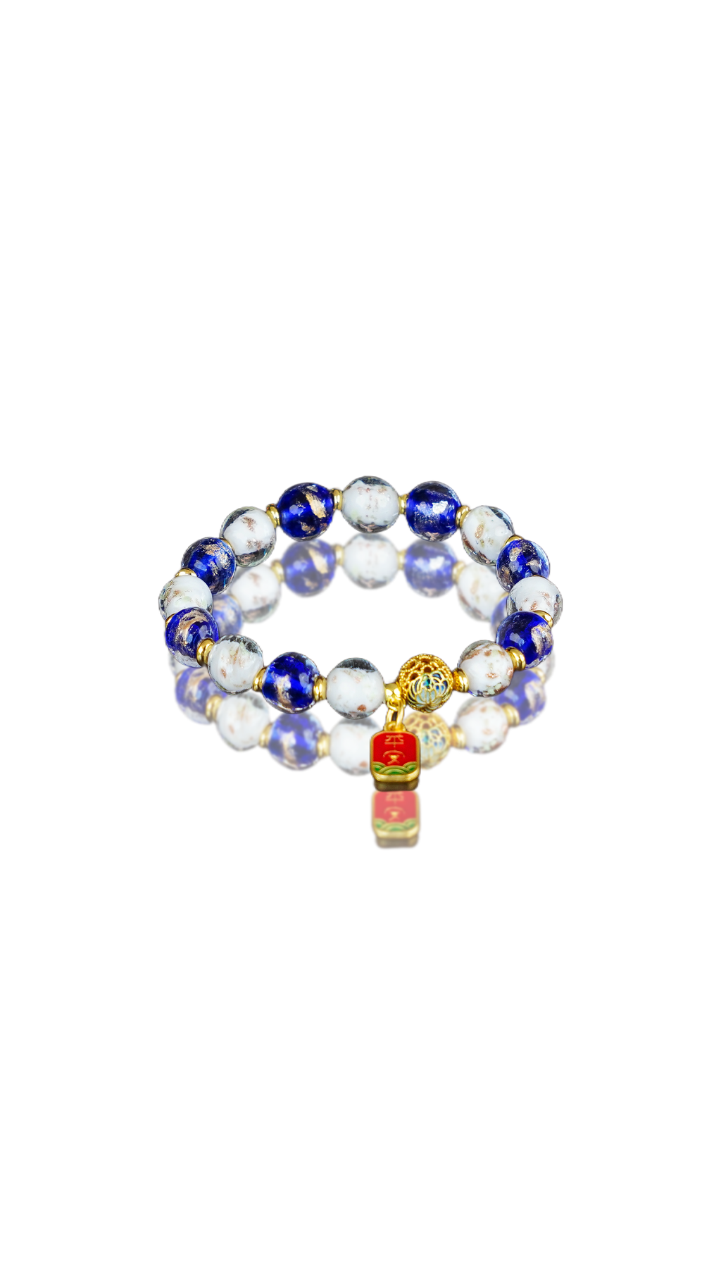 Sapphire Wisdom Gold-Flecked Glass Bracelet