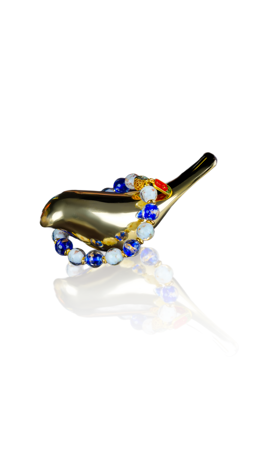 Sapphire Wisdom Gold-Flecked Glass Bracelet