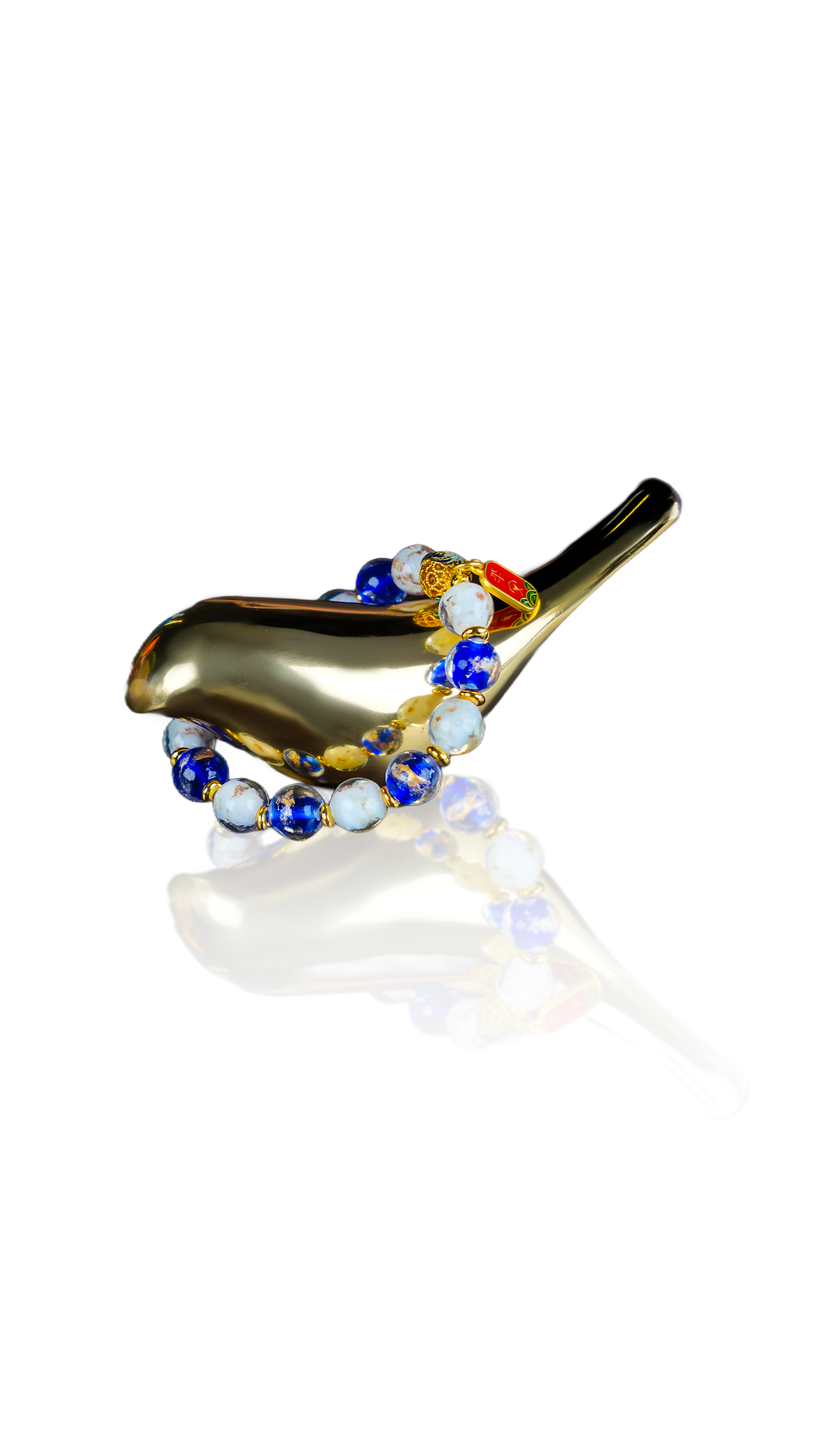 Sapphire Wisdom Gold-Flecked Glass Bracelet