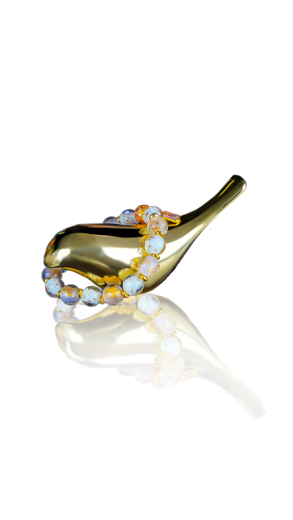 Sapphire Wisdom Gold-Flecked Glass Bracelet