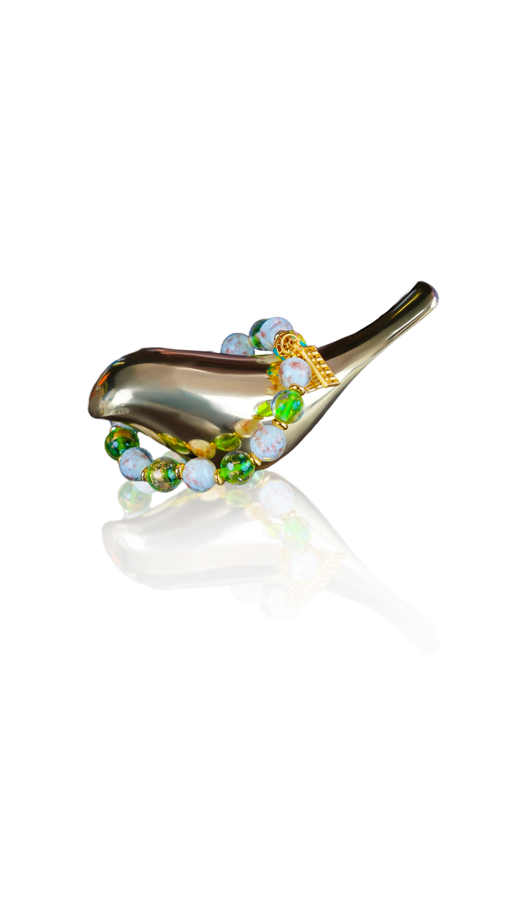 Blessings & Wisdom Collection: Green Gold Fortune Glass Bracelet