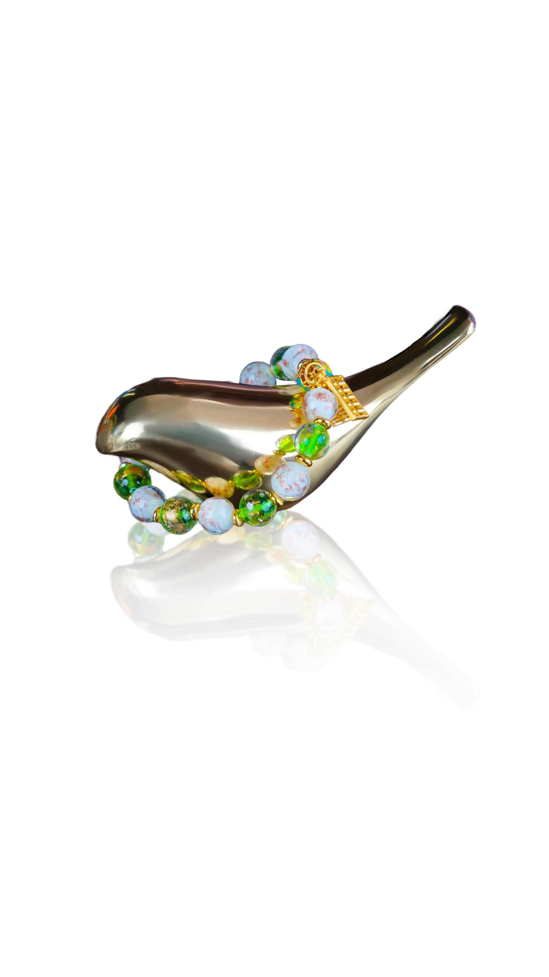 Blessings & Wisdom Collection: Green Gold Fortune Glass Bracelet